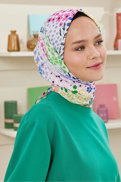 Emproyal Βαμβακερό κασκόλ με σχέδιο Lina