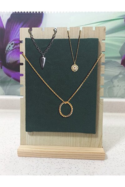 Tiydem Ahşap Takı Teşhir Standı Çoklu Kolye Vitrin Sergileme Standı Dikey Ort...