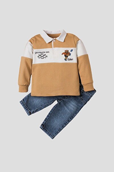 Kidex’s Baby Erkek Bebek Polo Kot Pantolonlu Pamuklu Bayram Doğum Günü Düğün ...