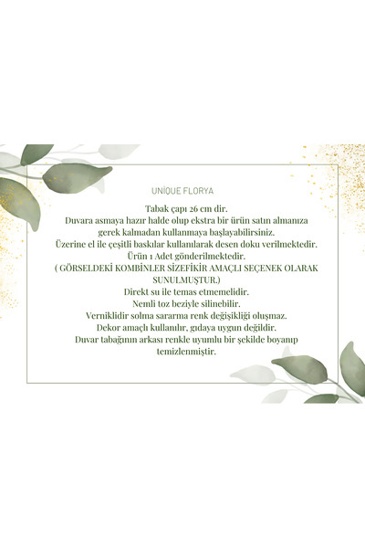 unique florya Damalı Portr Dekoratif Duvar Tabağı Mutfak Bahçe Balkon Salon Dekorasyon Duvar Süsü Mavi Tabak NO:67