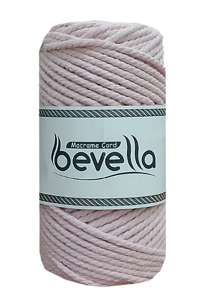 Bevella Macrame Cord Premium 3 τεμαχίων στριφτό βαμβακερό μακραμέ Baby Pink - 3 mm, 250 gr