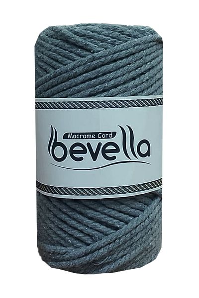 Bevella Macrame Cord Dark Gray Premium 3 Twist Twisted Cotton Macrame Thread - 3 mm 250 Gr
