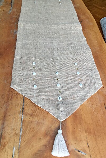 Vera Seashell Decorated Tasseled Jute Runner 45 X 150 Cm