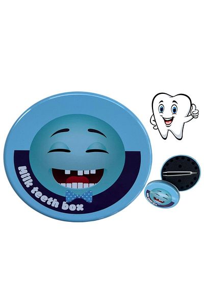 Hdg Boy's Milk Tooth Storage Box Tooth Album Blue - in Metal Box - Tooth Storage Box