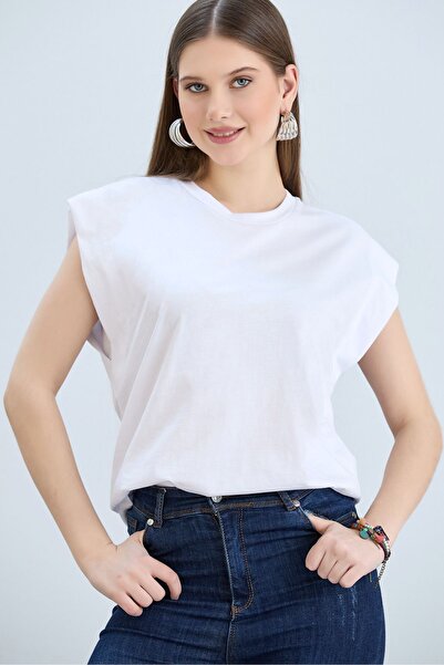 VODENS Tricou tricotat de bază cu aspect alb de vată pentru femei