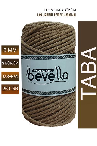Bevella Macrame Cord Πριμοδότης Ταν Βαμβακερό Μακραμέ 3 Στριφτό - 3 χλστ 250 γρ