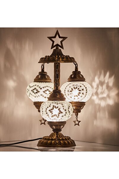 Demmex Türk Fas Mozaik 3'lü Masaüstü Dekor Lambası Otantik Grand Bazaar Körfe...