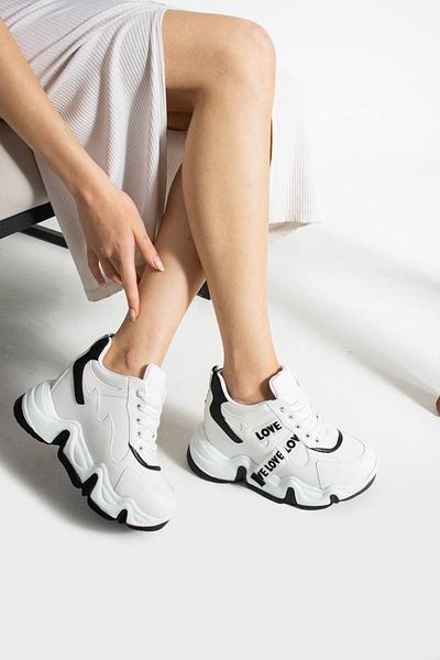 Bymoda White Hidden Heel Sneakers