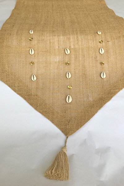 Vera Seashell Decorated Tasseled Jute Runner 45 X 150 Cm