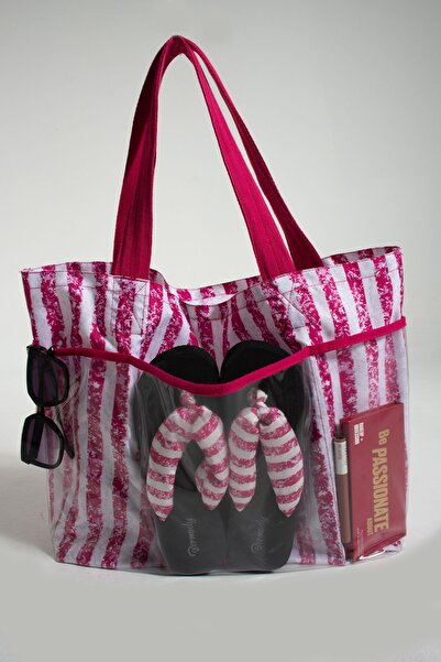 Bermody Σκούρο ροζ πολλαπλές τσέπες Αδιάβροχη τσάντα θαλάσσης με μαλακή λαβή