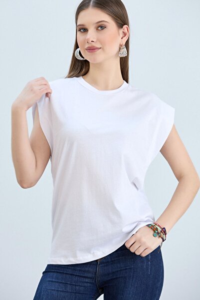 VODENS Tricou tricotat de bază cu aspect alb de vată pentru femei