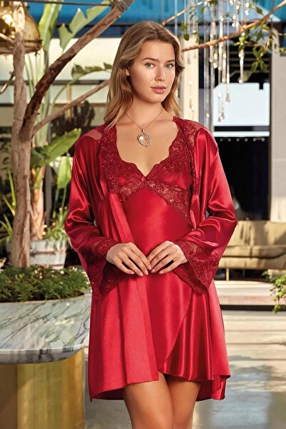 Nurteks Intimo Donna Set kimono din satin brodat adorabil