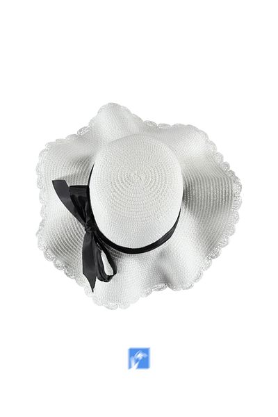 Kardelen Butik Denizli Luxury Straw Women's Beach Hat - 56-58 cm
