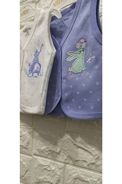 Aziz Bebe Elephant and Rabbit Patterned Double Combed Cotton Vest