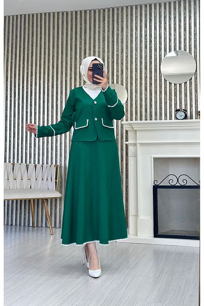 Moda Krash Double Skirt Embroidery Detailed Suit