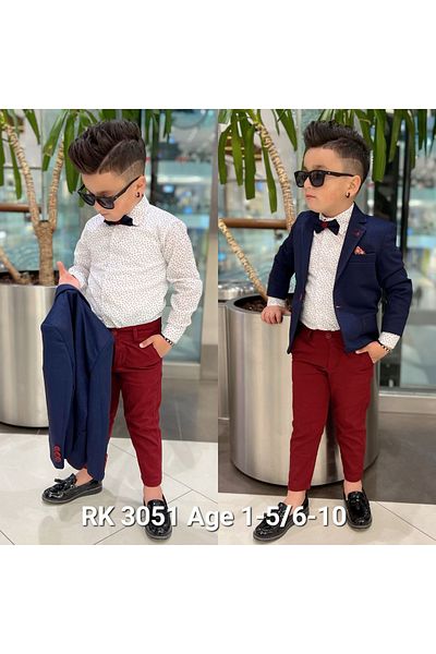 rainkids Boy's Sports Jacket - Bag Pocket, Mono Collar, Handkerchief, RKSC3051