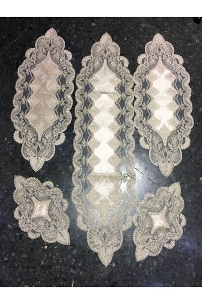 KASRIKCEYIZGREENWHITE طقم صالة كاديفي مكون من 5 قطع