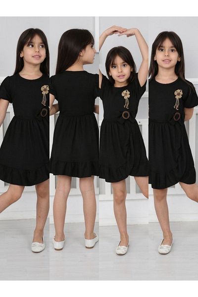 ARBİ kids Γυναικείο παιδικό μαύρο φόρεμα full mold καλοκαιρινό