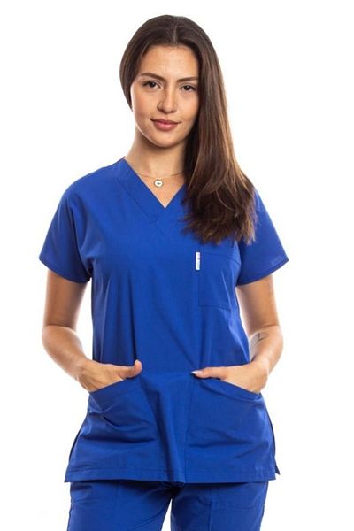 Simirna Üniforma Surgical Doctor Nurse Scrubs Saks Blue Jersey Single Top