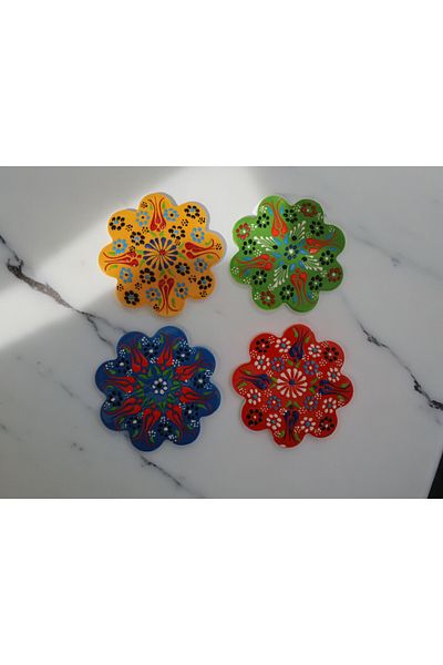 D&Y GAUDERY 4 Pieces Ceramic Trivet 11 cm Mug - Coasters