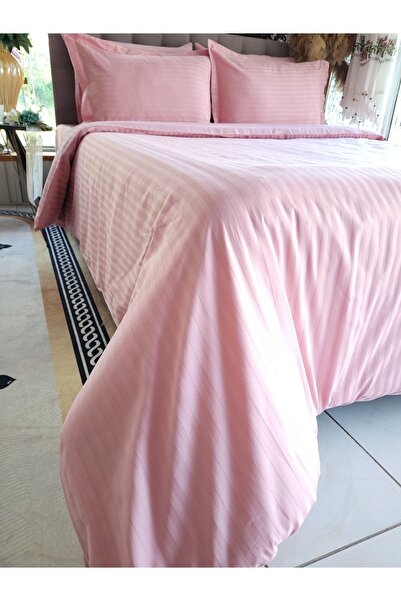 Konyaaltı Çeyizevi طقم غطاء لحاف من الساتان القطني المخطط 90 غطاء لحاف سلكي و...