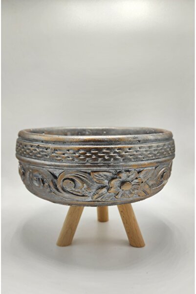 Home Ahşap Ayaklı Sukulent ve Kaktüs Saksısı