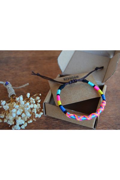 Bidüğüm Unisex Ethnic Breeze Boho Bracelet - Handmade, Adjustable Size, Lasting Colors