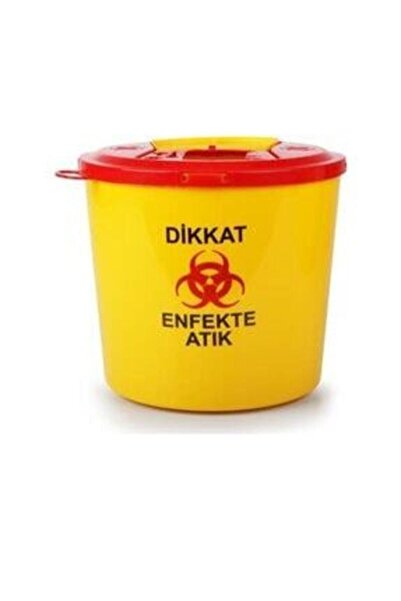 Aqua Set of 5 Yellow Medical Waste Trash Cans, 5 Lt, Hygienic and Convenient