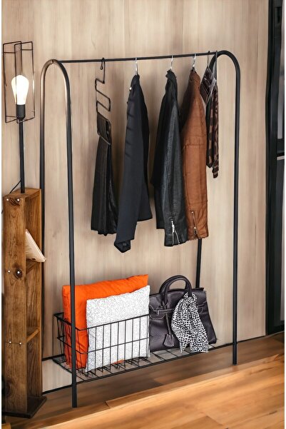 Bye Concept More Dekoratif Çok Amaçlı Siyah Metal Ayaklı Elbise Askılığı Tek ...