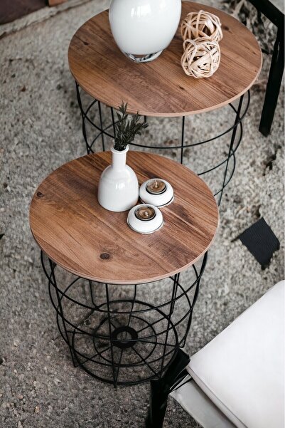 Bye Concept More 2’li Orta Sehpa Tel Saklama Sepetli Zigon Metal Orta Sehpa