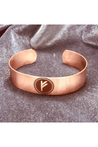 ajda's Fehu Abundance Blessings Bracelet - Pure Copper