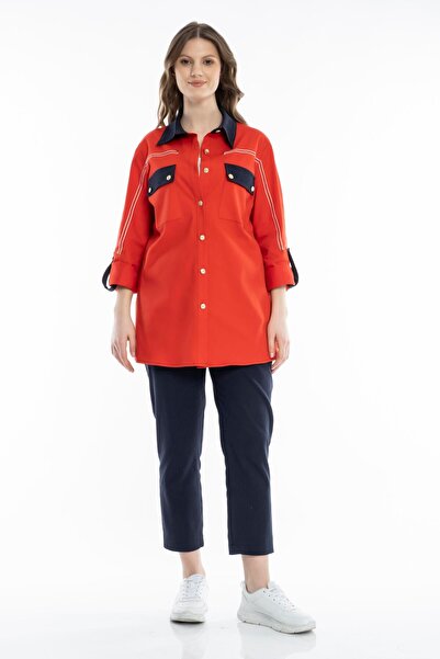 SEDNA DİKİŞ DETAYLI APOLETLİ GÖMLEK