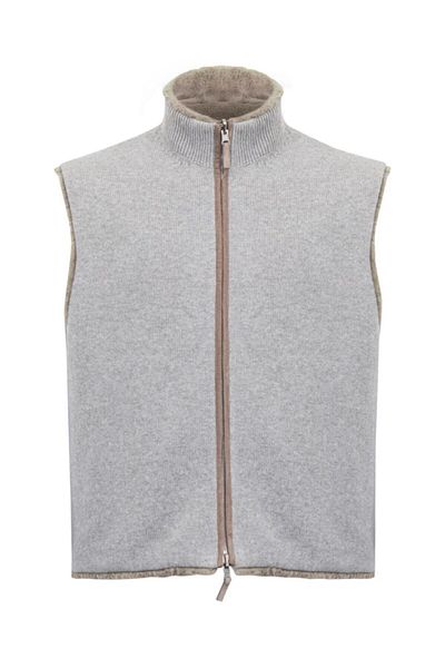 janbely Men's Gray Cashmere Vest