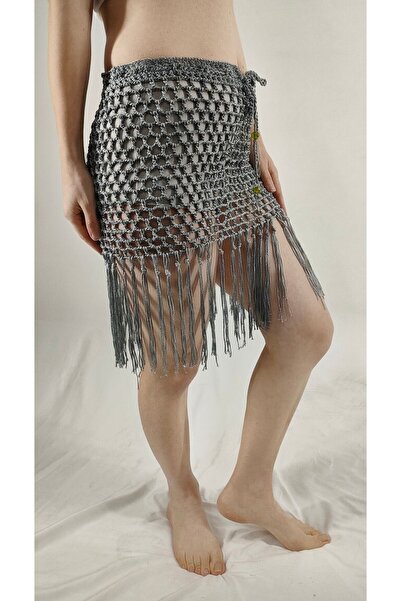 ZÜMAL Ръчно бродирана горна част на бикини и парео пола (ЦВЯТ СИВ)