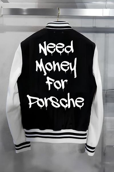 Edizen Need Money - Porsche Printed 2024 Oversize Premium College Jacket 100% βαμβάκι