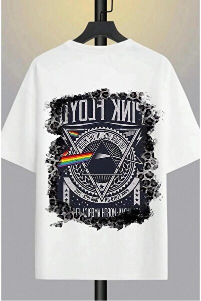 Massgai Tricou oversize cu imprimeu Pink Floyd, design unisex, 100% bumbac