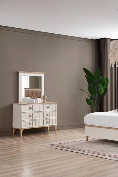 Genel Markalar Bella Şifonyer Aynalı Yatak Odası Şifonyeri 6 Çekmeceli Dolap