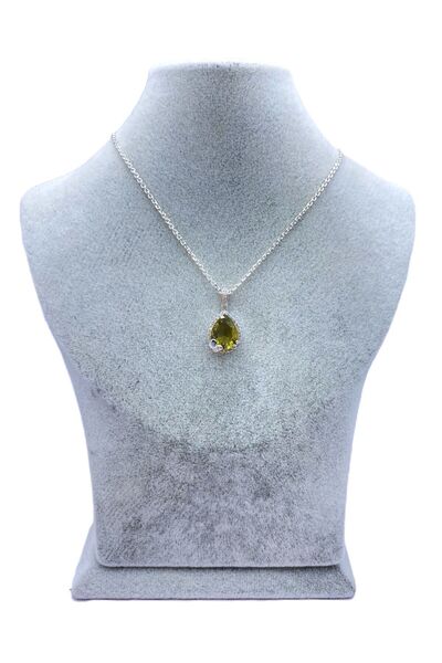 ERU JEWELLERY Doğal Taşlı Kelebek Detaylı 925 Ayar Damla Kesim Gümüş Kadın Ko...