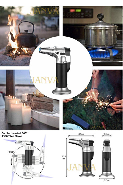 Janva Turbojet Doldurulabilir Profosyonel Torch Pürmüz Çakmak Yemek Hazırlama Mangal Nargile Kamp Çakmağı