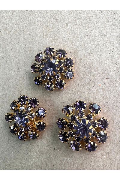 ODDA TASARIM ATÖLYESİ Triple button with purple crystal stones