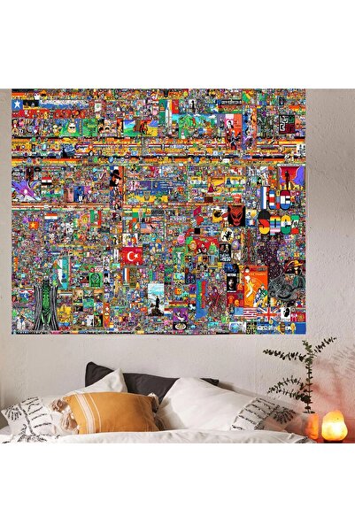 GREENDECOR 2023 Reddit R/Place Pixel War Tapestry - Artă de perete și decorare