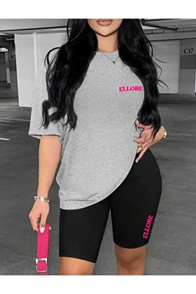 WOODROFFE Colanți scurti imprimați pentru damă Set de tricouri oversize largi...