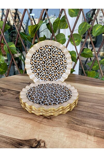 GÜRCÜGLASS Tatlı Tabağı Leopar Takımı 17 Cm