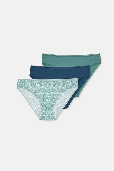 Dagi 3er-Set gemusterte mehrfarbige Slips für Damen