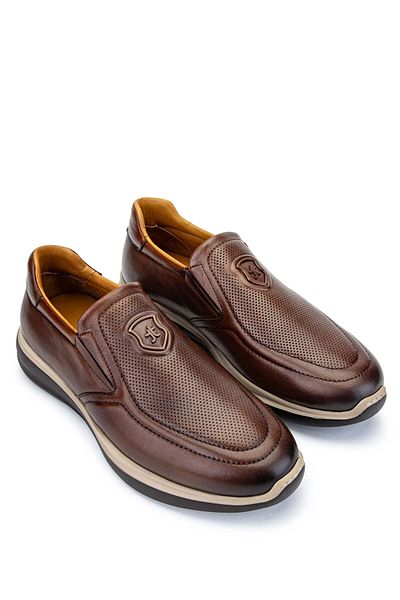 Tamer Tanca Men's Brown Genuine Leather Sneakers - Sports Shoes