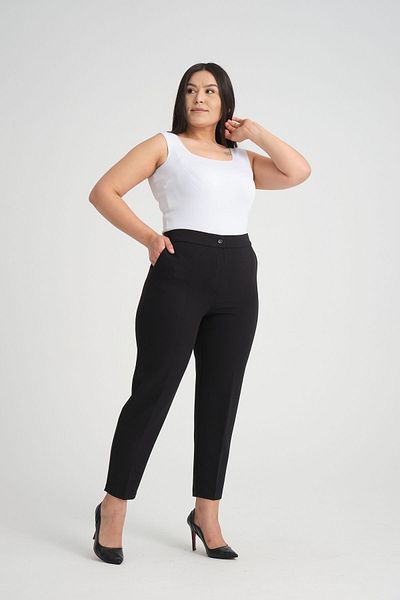 Dejabrew Jeans Plus Size Black Trousers - Zippered and Elastic Arc a004