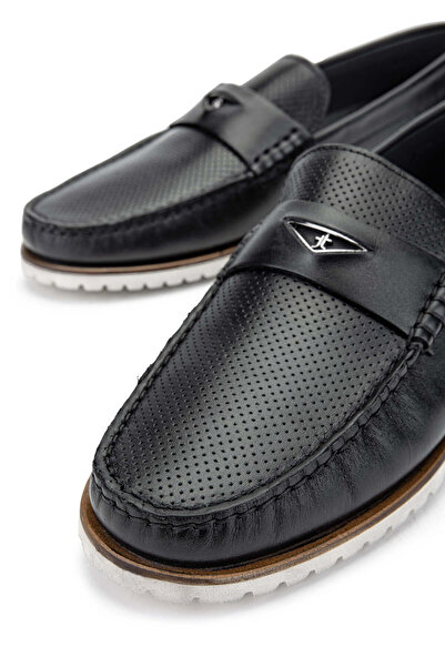 Tamer Tanca Ανδρικά Loafer παπούτσια από γνήσιο δέρμα μαύρα