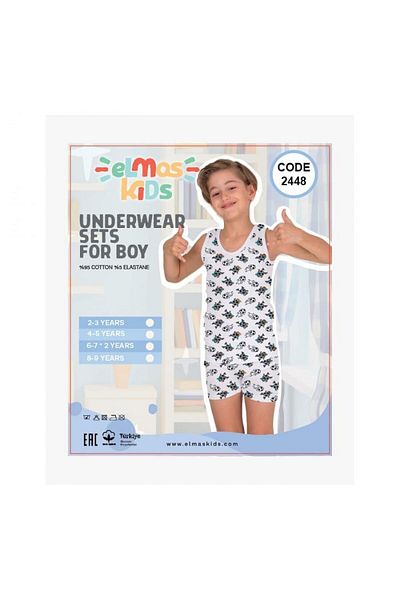 elmas kids Cotton Athlete and Boxer Double Set - Ball Pattern