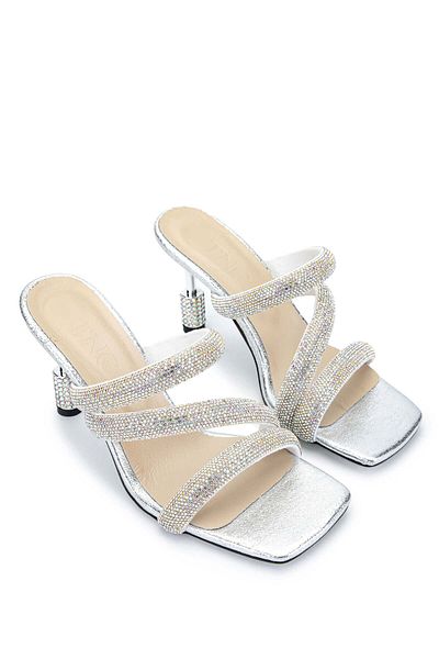 Tamer Tanca Gray Textile Women's Heeled Slippers