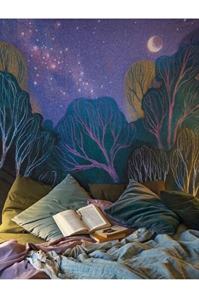 GREENDECOR Natură Copac Frunze Stele Lună Planetă Tapet Decorare Cadou Dormitor